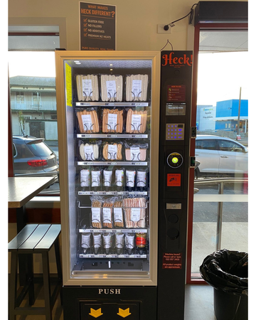 Heck vending machine at Top Shop Café, Tākaka
